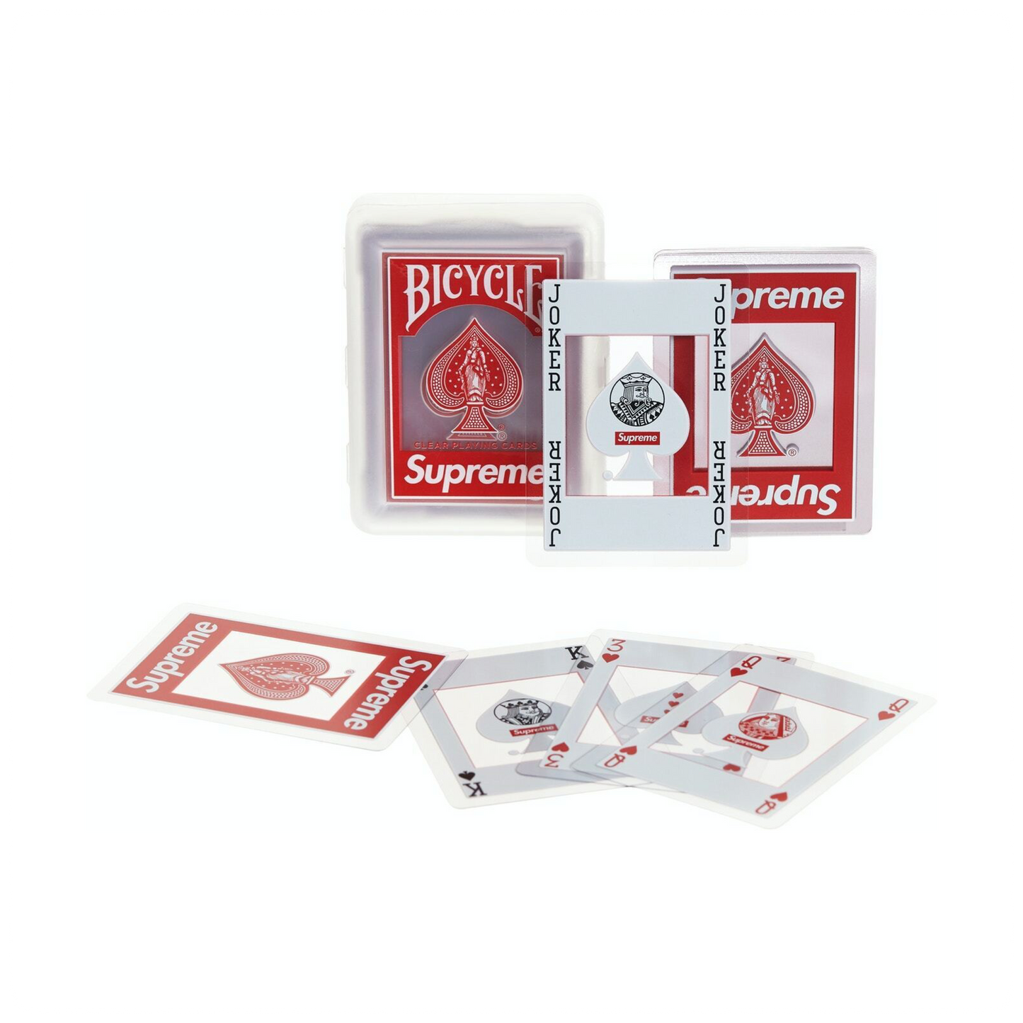 Supreme Bicycle Clear Playing Cards - Red (FW20)